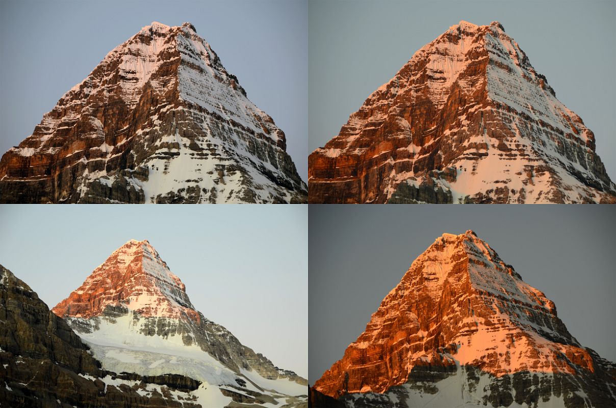 21 First Rays Of Sunrise Changes To Bright Orange On Mount Assiniboine From Lake Magog